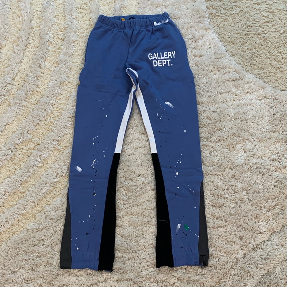 Gallery Dept Paint Splatter Blue Flared Sweatpants Men’s Size Small
